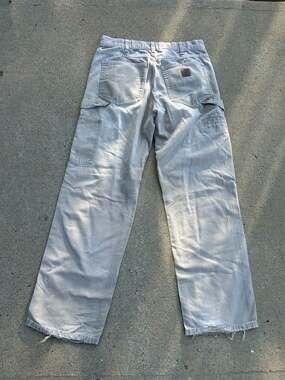Vintage Carhartt Distressed Loose Fit Duck Canvas Carpenter Pants in Tan